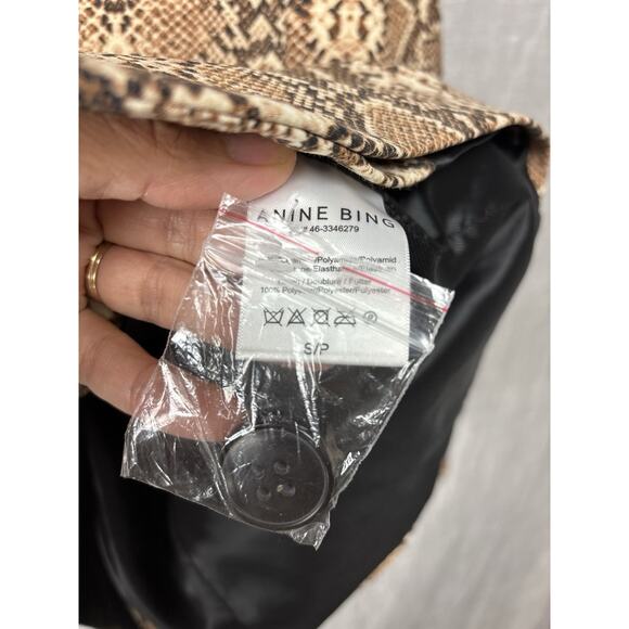 Anine Bing Madeline Python Print Oversized Double Breasted Blazer Tan/Brown S - Picture 4 of 8